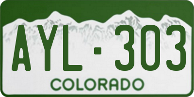 CO license plate AYL303