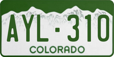 CO license plate AYL310