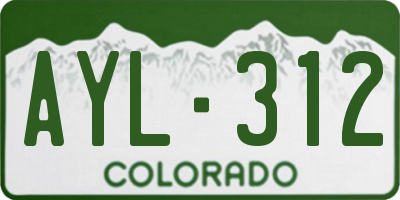 CO license plate AYL312