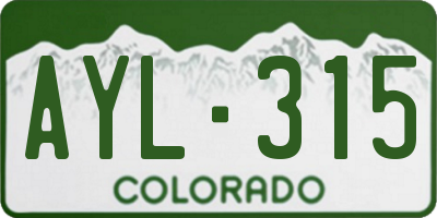 CO license plate AYL315