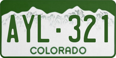 CO license plate AYL321