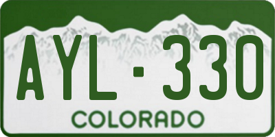 CO license plate AYL330