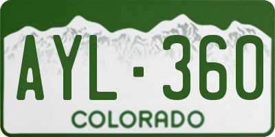 CO license plate AYL360