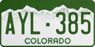 CO license plate AYL385