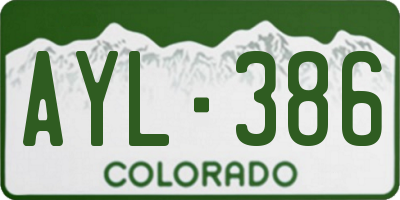 CO license plate AYL386