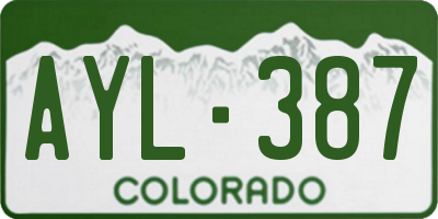 CO license plate AYL387