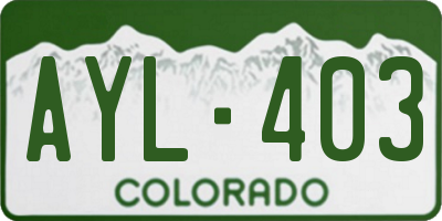 CO license plate AYL403