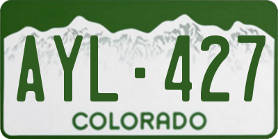 CO license plate AYL427