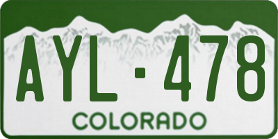 CO license plate AYL478