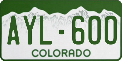 CO license plate AYL600