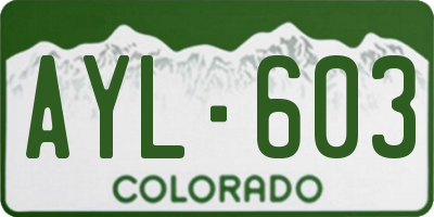CO license plate AYL603