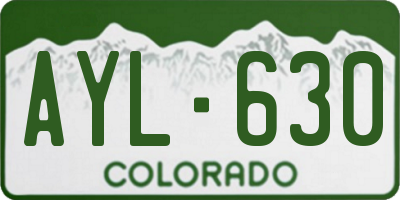 CO license plate AYL630