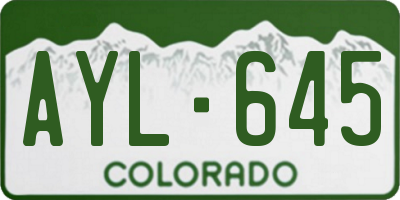 CO license plate AYL645