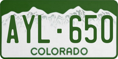 CO license plate AYL650
