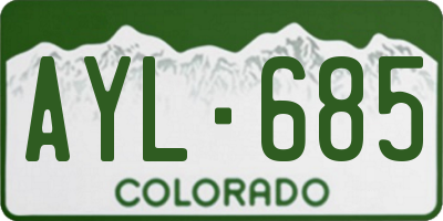 CO license plate AYL685