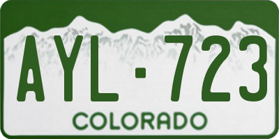 CO license plate AYL723