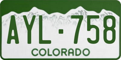 CO license plate AYL758