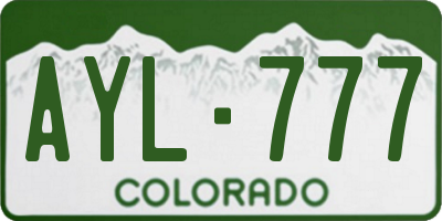 CO license plate AYL777