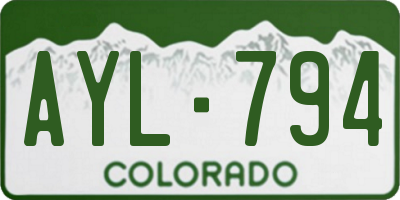 CO license plate AYL794