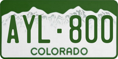 CO license plate AYL800