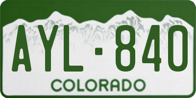 CO license plate AYL840