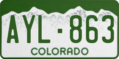 CO license plate AYL863