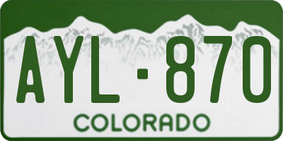 CO license plate AYL870