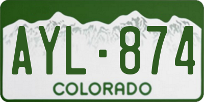 CO license plate AYL874