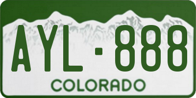 CO license plate AYL888