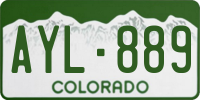 CO license plate AYL889