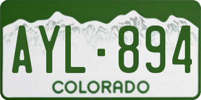 CO license plate AYL894