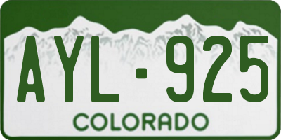 CO license plate AYL925