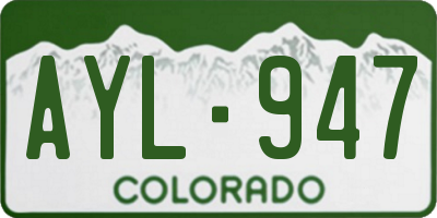 CO license plate AYL947