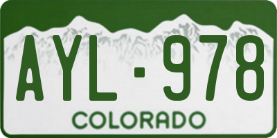 CO license plate AYL978