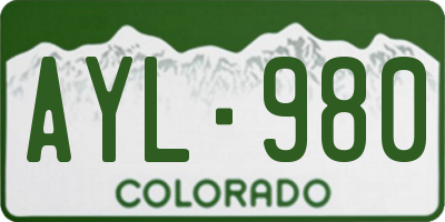CO license plate AYL980