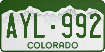 CO license plate AYL992