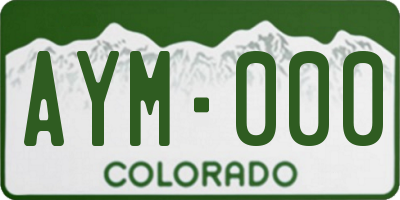 CO license plate AYM000