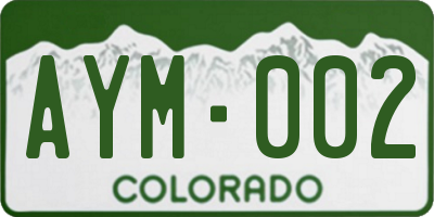 CO license plate AYM002