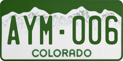 CO license plate AYM006