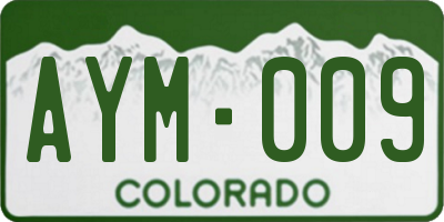 CO license plate AYM009