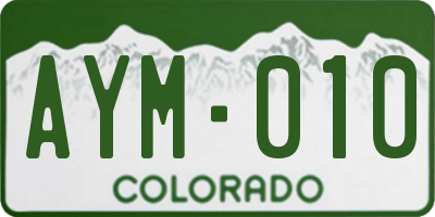 CO license plate AYM010