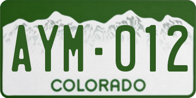 CO license plate AYM012