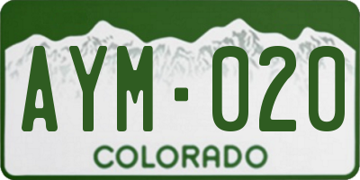 CO license plate AYM020