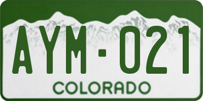 CO license plate AYM021