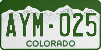 CO license plate AYM025