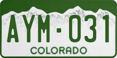 CO license plate AYM031