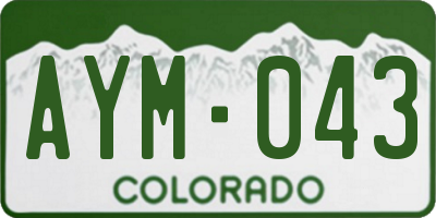 CO license plate AYM043