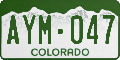 CO license plate AYM047