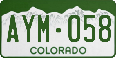 CO license plate AYM058