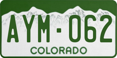 CO license plate AYM062